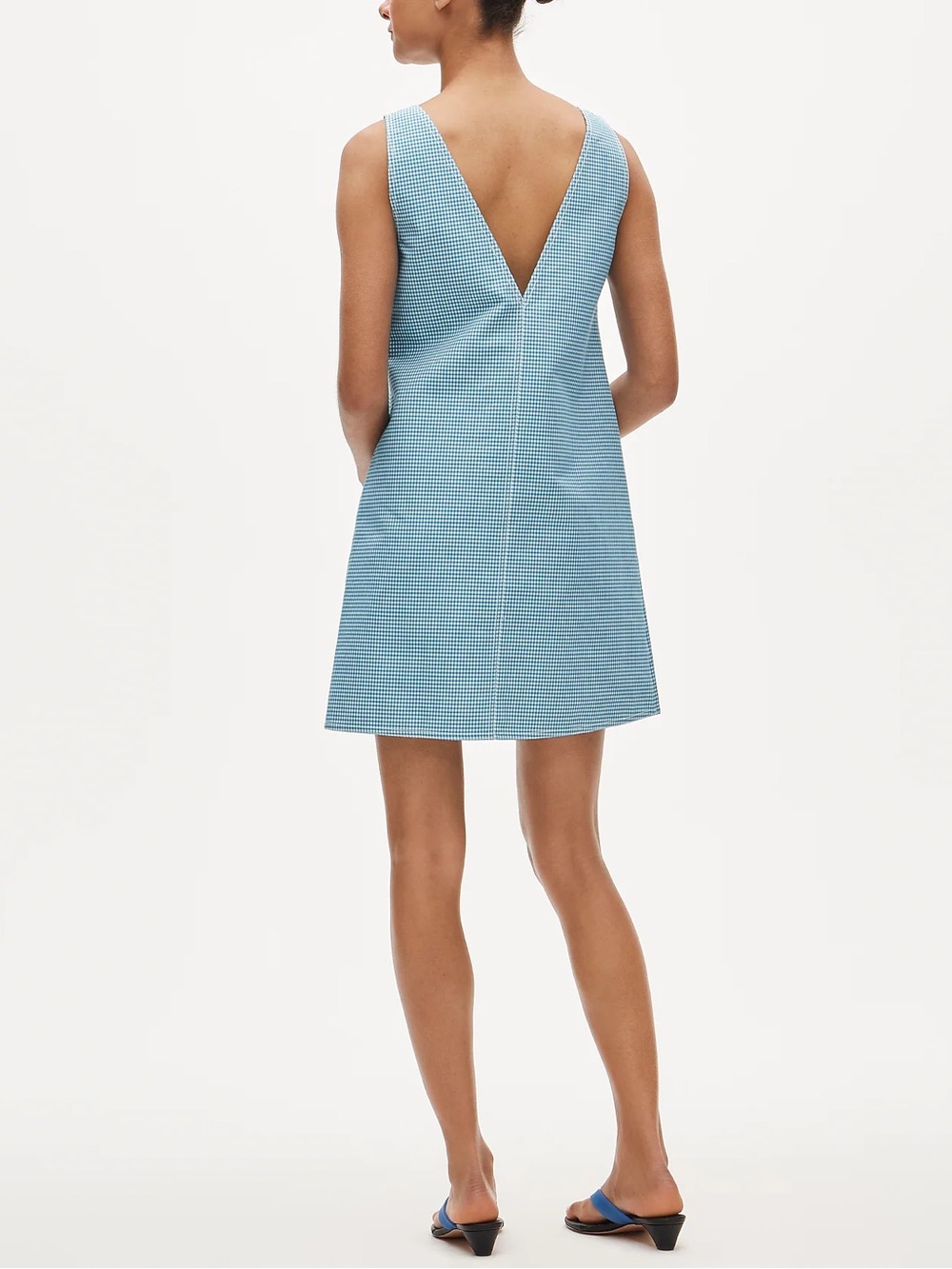 J. Crew Blue Sleeveless Gingham Mini Shift Dress - Picture 4 of 6